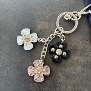 Floral Charm Keychain with Silver Accents